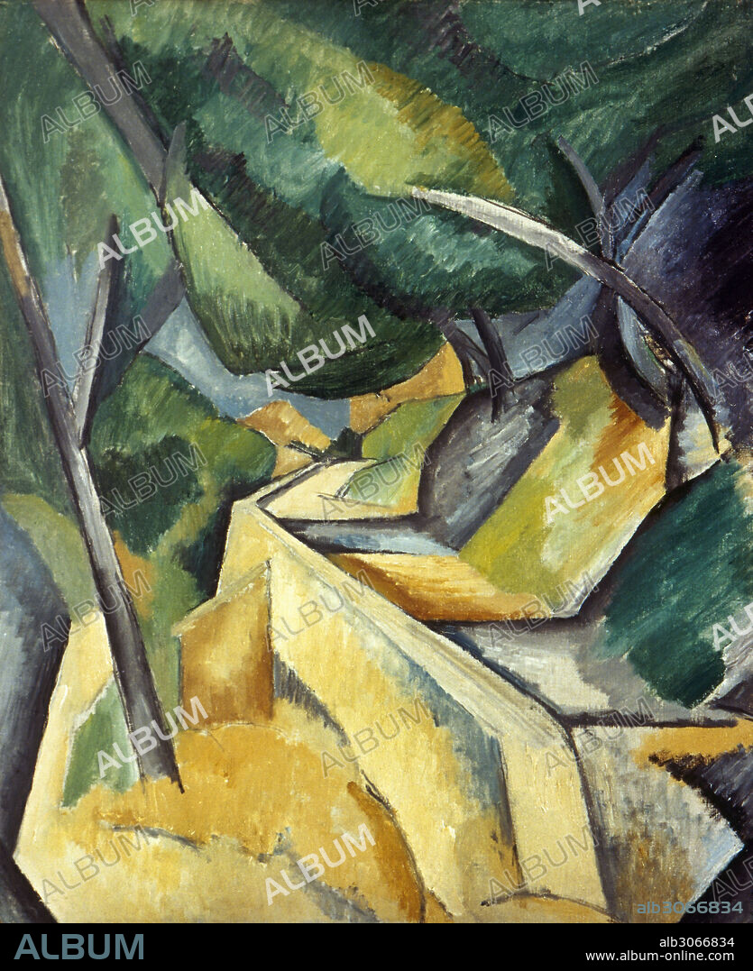 BRAQUE: ROAD, 1908.'Road near L'Estaque.' Oil on canvas by Georges Braque, 1908.