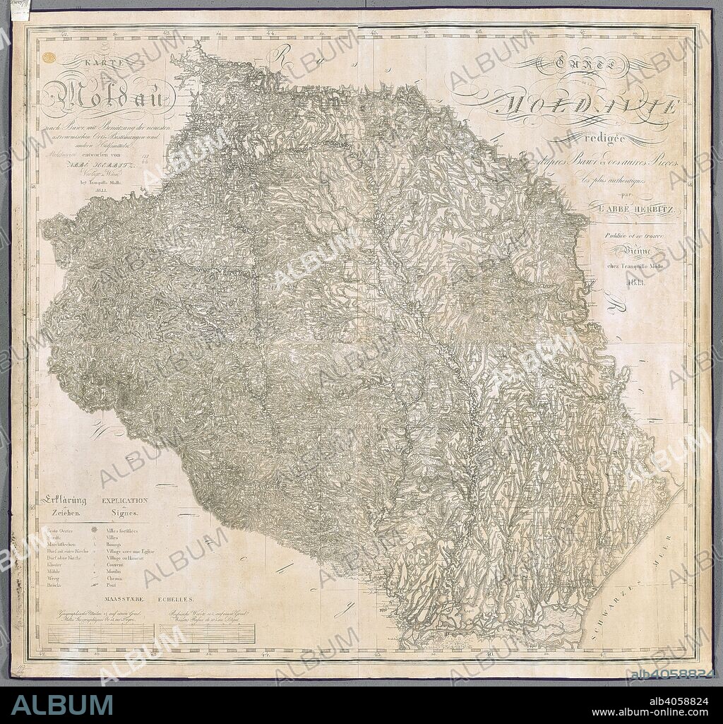 A map of Moldova. KARTE von der Moldau nach Baur, : mit BenÃ¼tzung der neuesten astronomischen Orts-Bestimmungen und anderen HÃ¼lfsmitteln. [Vienna] : PubliÃ©e et se trouve A Vienna Chez Tranquillo Mollo, 1811. Source: Maps K.Top.113.66.5 TAB.END. Language: German.