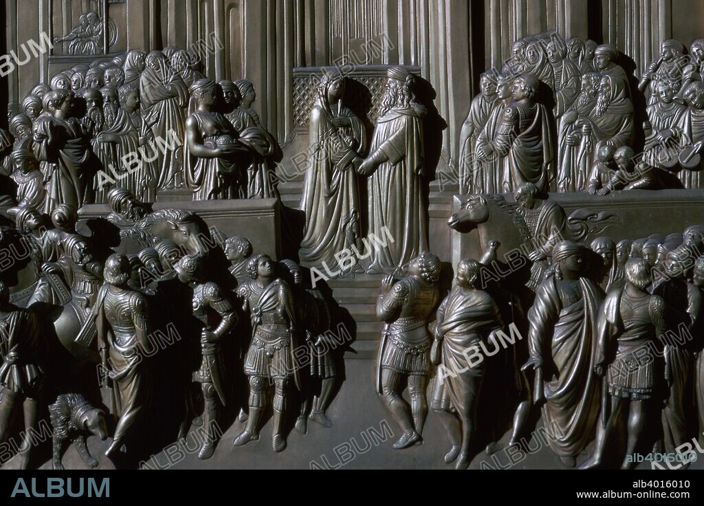 South Baptistry doors in Florence, showing scenes of the life of John the Baptist, 14th century.