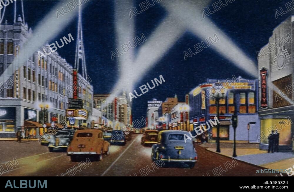 ANONYM. Hollywood (USA). "Interesting Hollywood California". Leporello mit Ansichten aus Hollywood. Deckblatt.