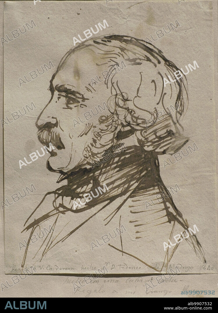 FEDERICO DE MADRAZO Y KUNTZ (1815-1894). SPANISH PAINTER.. Valentin de Carderera (1796-1880). Spanish archaeologist, painter and writer. Portrait by Federico de Madrazo (1815-1894), 1840. Gouache on paper, 211 x 162 mm. Prado Museum. Madrid. Spain.
