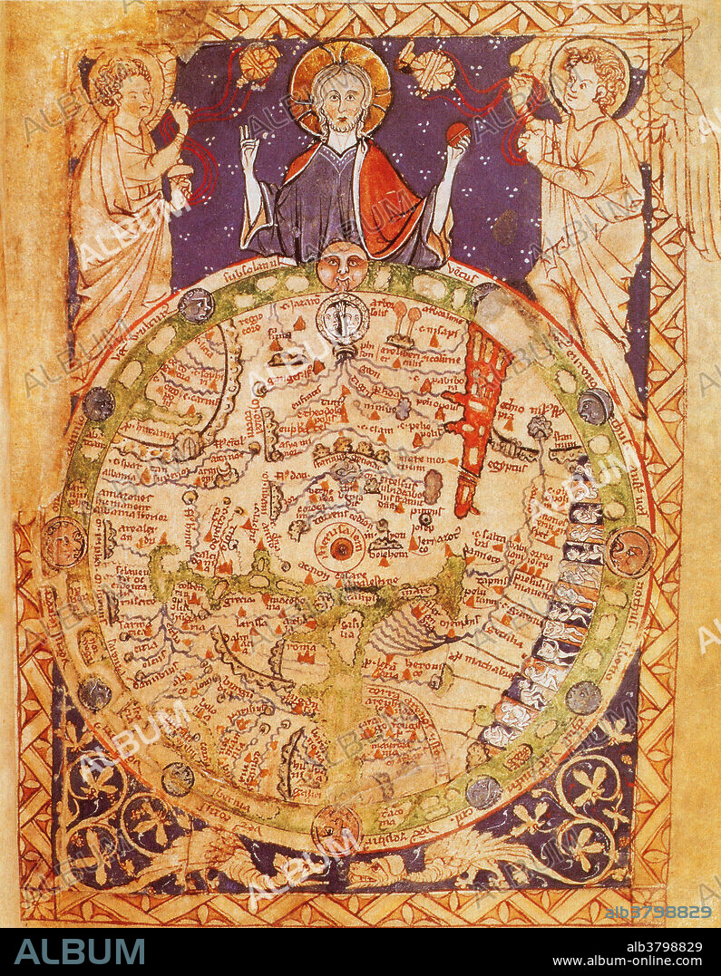 Psalter world map, created around 1250. This medieval world map was found in a psalter.