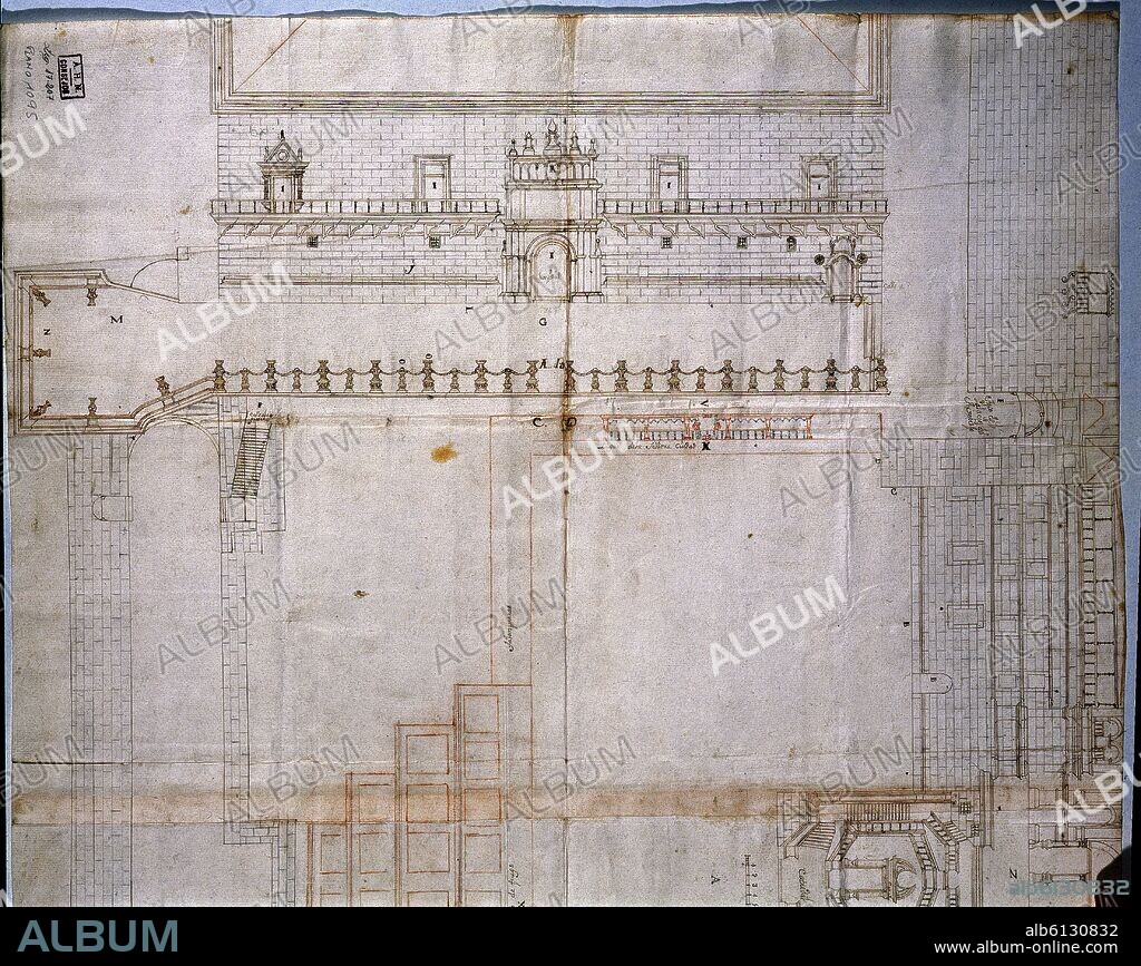 MOAS FRANCISCO DAS. PLANO PLAZA OBRADORIO-PLAZA DE OBRADOIRO-DET MITAD IZQUIERDA-LEGAJO 17205-PLANO 1095-(CONJ Nº7133).