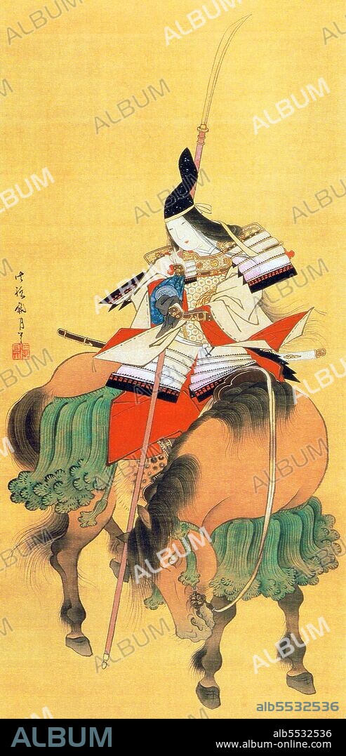 The renowned female samurai, Tomoe-gozen in the 11th Century. Her husband or love was the Genji General Kiso Yoshinaka. According to the 'The Tale of Heike', Tomoe was especially beautiful, with white skin, long hair, and charming features. She was also a remarkably strong archer, and as a swords-woman she was a warrior worth a thousand, ready to confront a demon or a god, mounted or on foot. She handled unbroken horses with superb skill; she rode unscathed down perilous descents. Whenever a battle was imminent, Yoshinaka sent her out as his first captain, equipped with strong armor, an oversized sword, and a mighty bow, and she performed more deeds of valor than any of his other warriors.