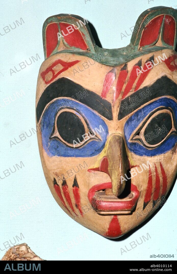 Tlingit Face Mask, Pacific Northwest Coast Indian. The Tlingit are Indigenous peoples of the Pacific Northwest Coast of North America.