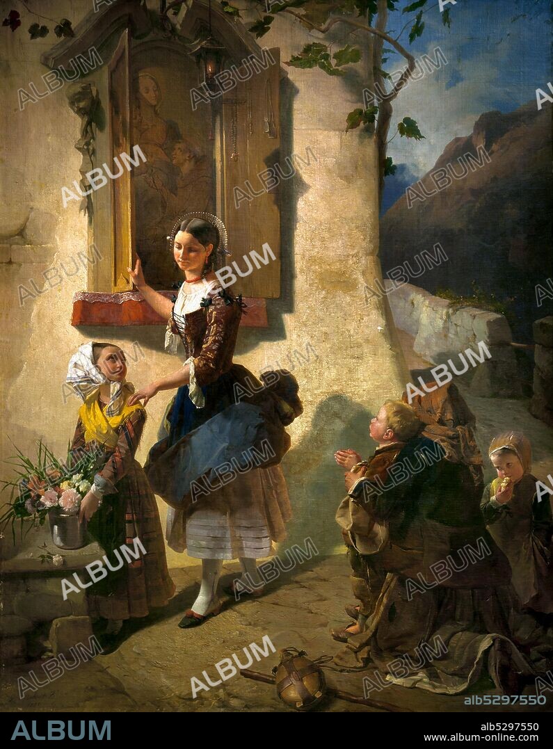 Giuseppe Molteni. 1800-1867. The feast on an image of the Virgin Mary. 1850 oil painting on canvas cm 268 x 205.