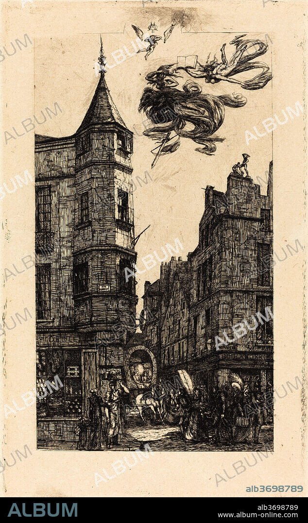 CHARLES MERYON. Tourelle, Rue de l'École de Médecine, 22, Paris (House with a Turret, No. 22, Street of the School of Medecine, Paris). Dated: 1861. Medium: etching.