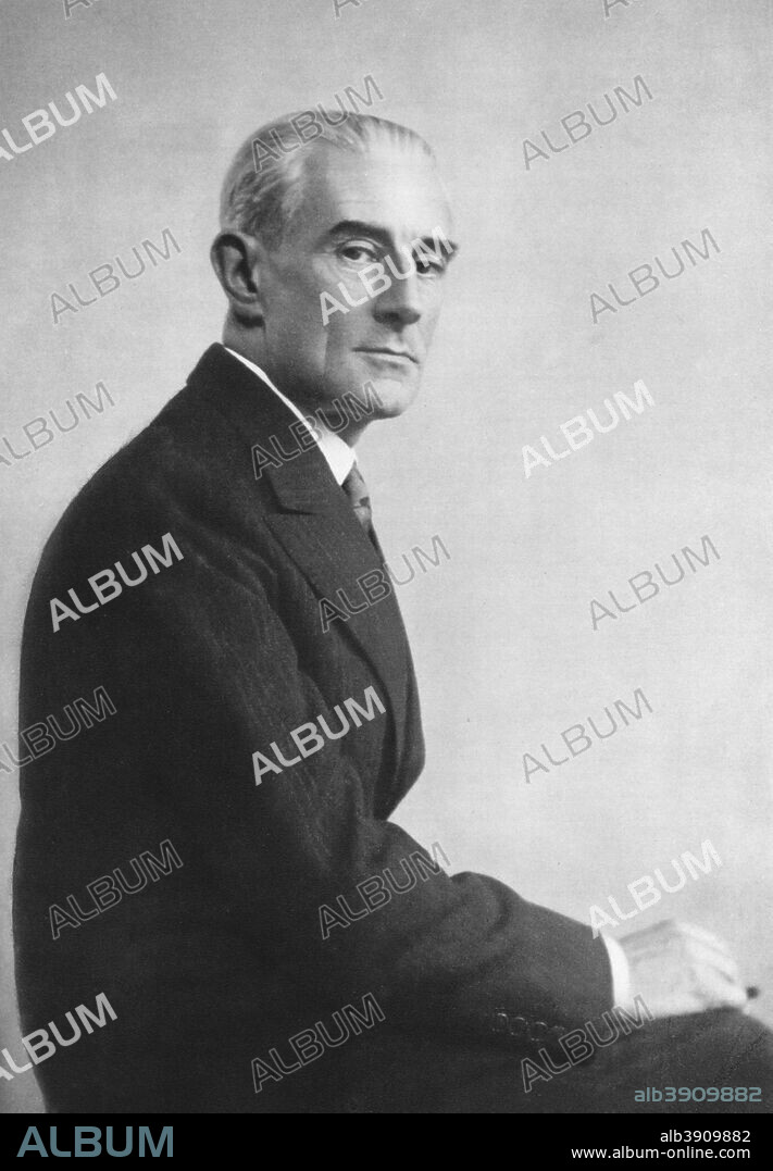 Maurice Ravel (1875-1937), French composer. A print from Les Musiciens Celebres, Lucien Mazenod, Paris, 1948.