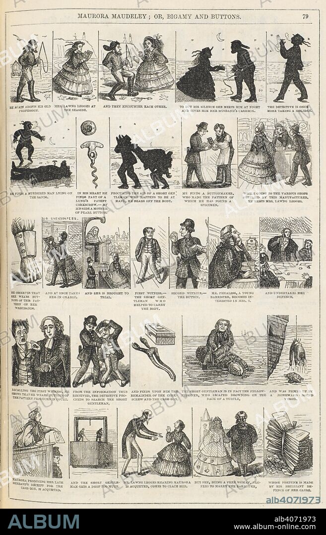 Maurora Maudeley; or bigamy & buttons.  A satire on the sensation novel. Beeton's Christmas Annual. London, [1860, etc.]. Source: P.P.6704 volume 5, page 79.