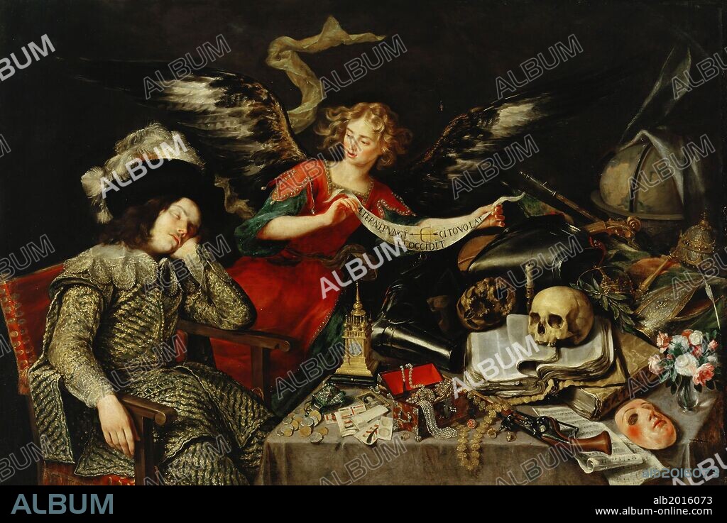 Antonio de Pereda / 'El sueño del caballero', 1655, Óleo sobre lienzo, 217 x 152 cm.