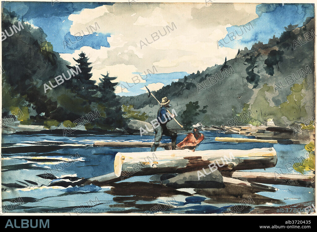 WINSLOW HOMER. Hudson River, Logging. Dated: 1891-1892. Dimensions