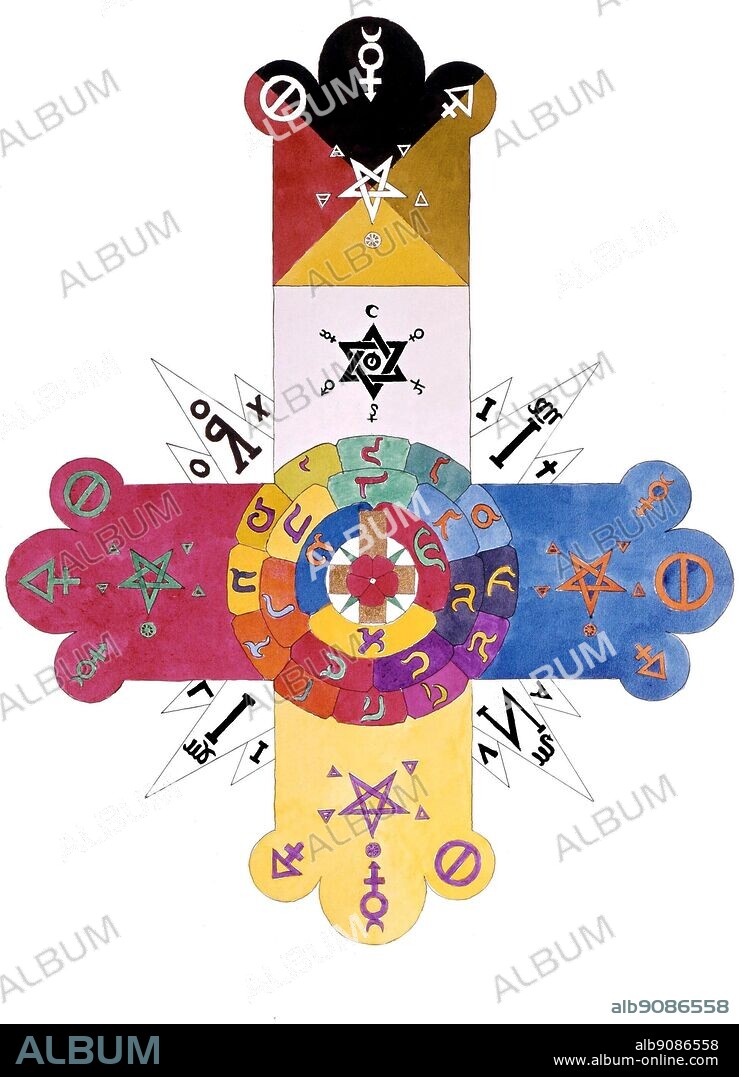 Sign of the Rosicrucians - an interpretation by Steffi Grant/Kenneth Grant. From 'Encyclopaedia of the Unexplained', p237.