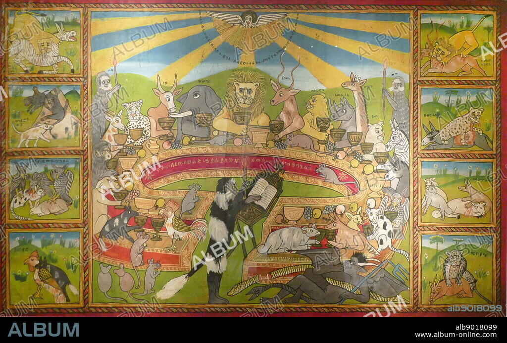 coronation of Emperor Haile Selassie I; November 2nd, 1930; depicted as the Last Supper using the symbology of the animal Kingdom. 1930. British Museum, London.
