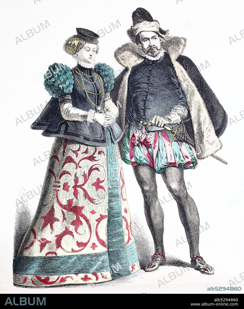 National costume, clothes, history of the costumes, German noblemen from the Palatinate, approx. in 1565-1595, Volkstracht, Kleidung, Geschichte der Kostüme, deutsche Edelleute aus der Pfalz, ca 1565-1595.