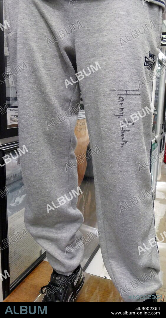 A pair of joggers worn and signed by Harry Maurice Roberts (1936-) an English career criminal who in 1966 instigated the Shepherd's Bush murders.