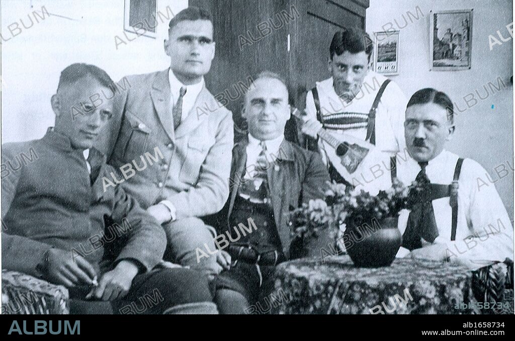 Adolf Hitler with Nazi leaders including Rudolf Hess, second from left, c1923.