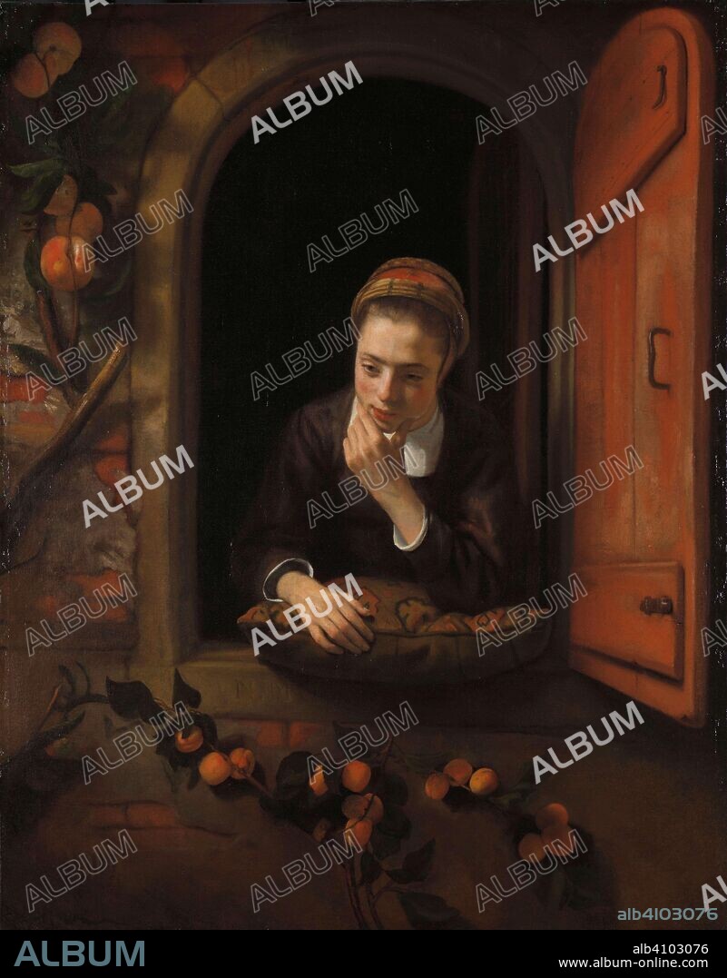 NICOLAES MAES. Girl at a Window, known as 'The Daydreamer'. Dating: 1650 - 1660. Measurements: h 123 cm × w 96 cm; d 9.5 cm.