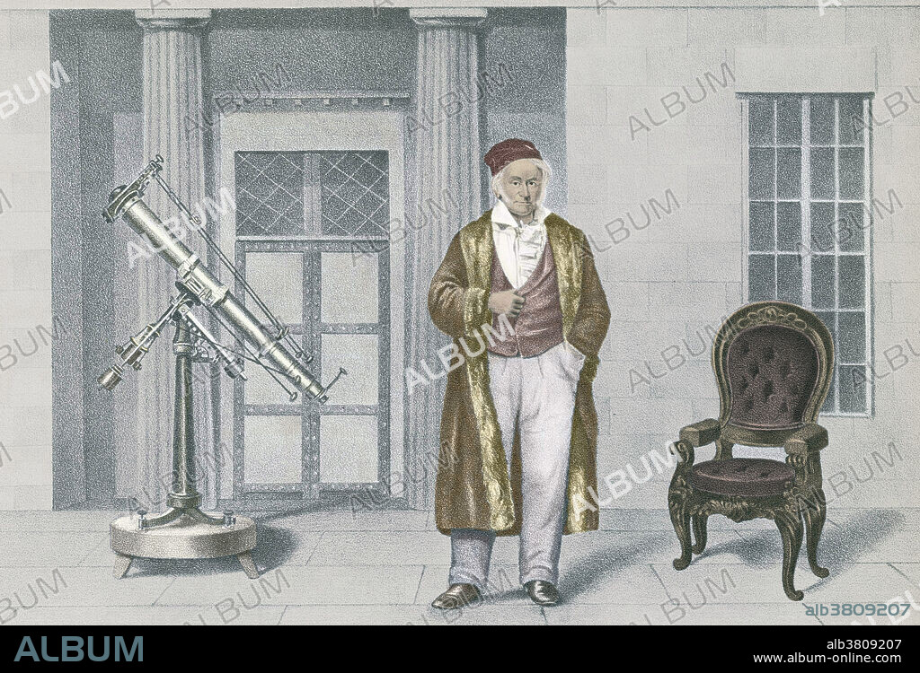 Mathematician Karl Friedrich Gauss (1777-1855) on the terrace of the Gottingen Observatory. Gauss was a German mathematician and scientist who contributed to the fields of number theory, analysis, differential geometry, geodesy, electrostatics, astronomy, and optics.