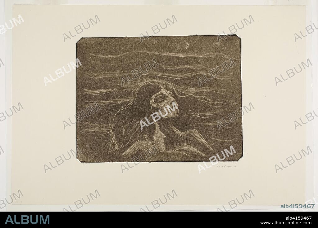 On the Waves of Love. Edvard Munch (Norwegian, 1863-1944); printed by Otto Felsing (German, born 1854). Date: 1896. Dimensions: 221 x 290 mm (plate); 348 x 508 mm (sheet). Burnished aquatint and drypoint on heavy wove, cream paper. Origin: Norway.