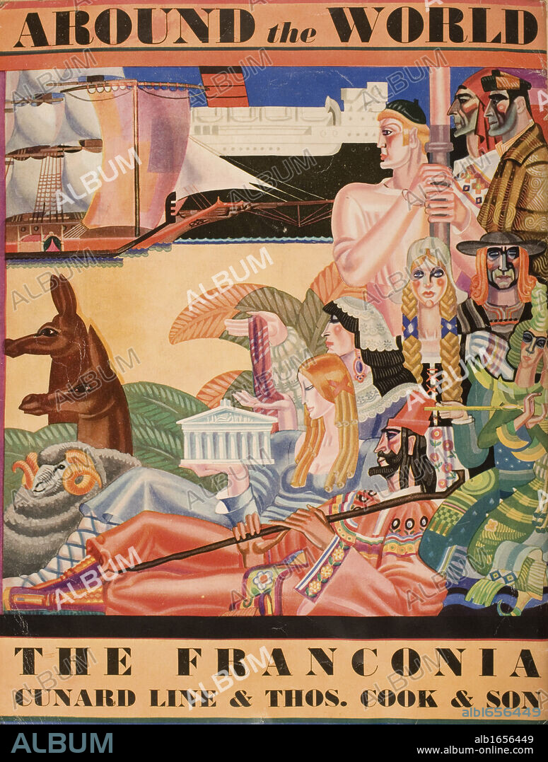 Cunard Line promotional brochure for the "Franconia" 1931 world cruise. Back cover.