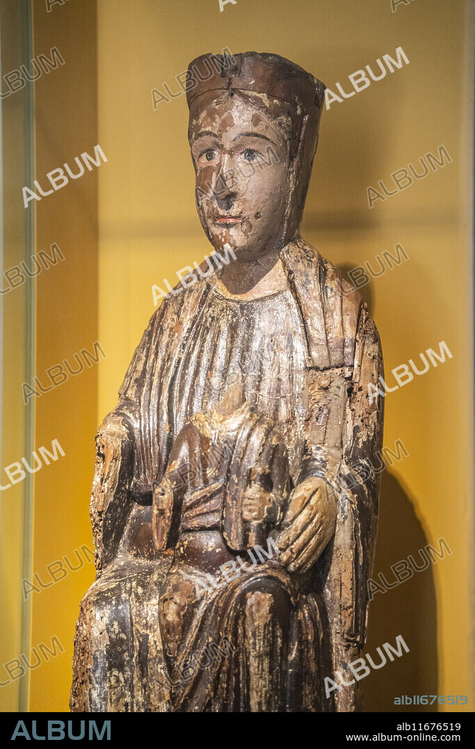 Our Lady of Cillas, (Virgin of Cillas) polychrome wood, 12th century, Sanctuary of Our Lady of Cillas, Huesca Diocesan Museum, Aragon community, Spain.
