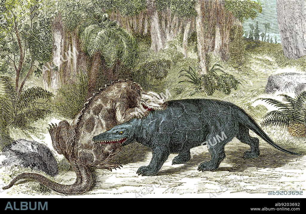 Iguanodon Biting Megalosaurus