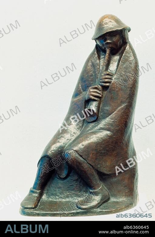 ERNST BARLACH. Barlach, Ernst, 1870-1938. German expressionist sculptor, printmaker and writer. "Der Floetenblaeser" (The flute player), 1936. Sculpture. Berlin, SMB, Nationalgalerie.