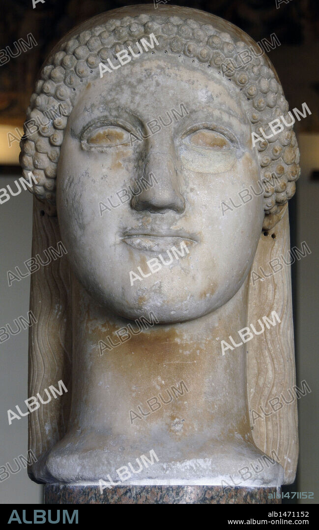 Magna Graecia. Greeks. Acrolith. Head. 480 BC. Luduvisi Collection. Altemps Palace. National Museum of Rome. Italy.