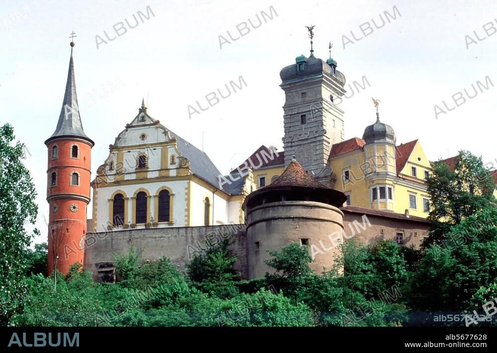 Scheinfeld (Franken), Schloß Schwarzenberg. (Stammsitz der Fürsten Schwarzenberg; erb. 1607 ff.; Arch.: Elias Holl un. Jakob Wolff). Teilansicht. Foto, undat.