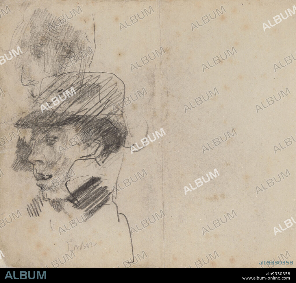 Portrait of a man, James Ensor, circa 1860-1949, drawing, Belgian Art.