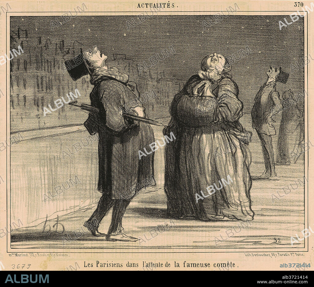 HONORE DAUMIER. La parisiens dans l'attente de la ...comète. Dated: 19th century. Medium: lithograph.