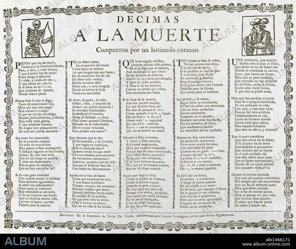 Decimas to death. Printed in Barcelona. Spain.