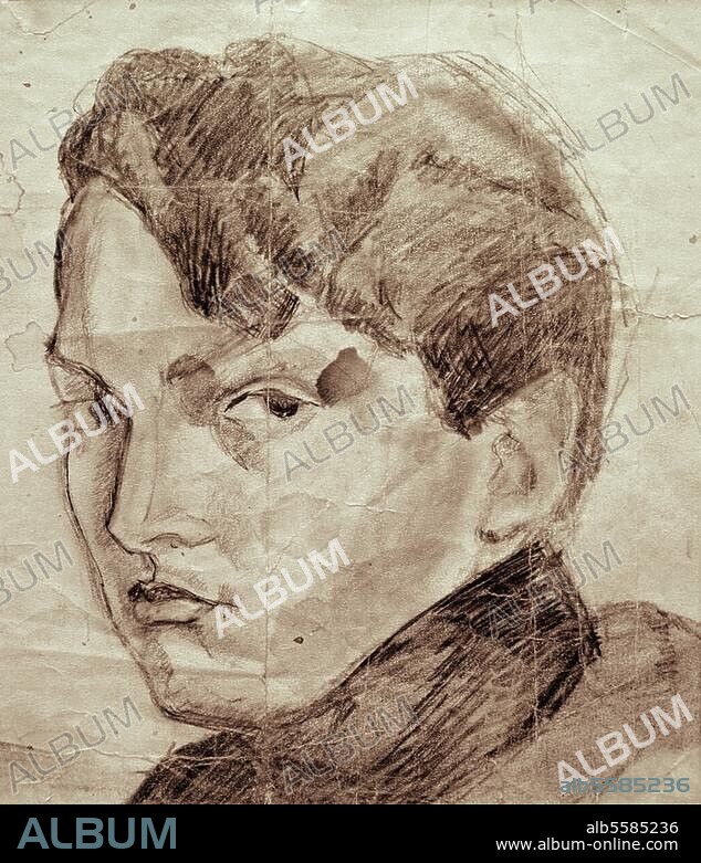 MARCEL JANCO. Janco, Marcel rumän. Maler, Grafiker u. Architekt, Förderer der Avantgarde in Rumänien, Bukarest 24.5.1895 - Ein Hod, Israel. 22.4.1984. Selbstbildnis, 1911. Bleistiftzeichnung, 23 × 24,4 cm. Privatbesitz.