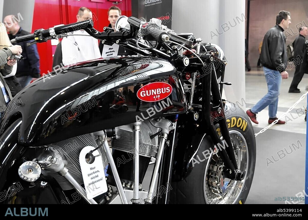 Gunbus 410, the world's largest motorbike produced in series, RETRO CLASSICS 2010, Messe Stuttgart, Stuttgart, Baden-Wuerttemberg, Germany, Europe.