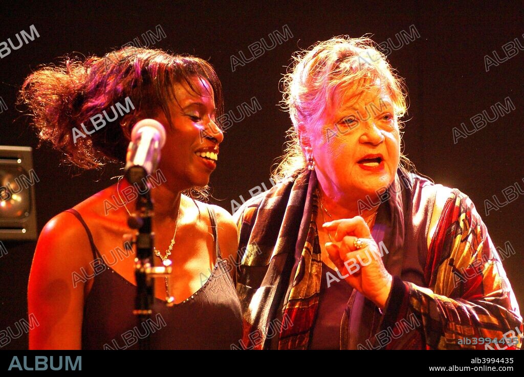 Singer Lynieve Austin with actress and singer Sylvia Syms, The Warehouse, Croydon, London.