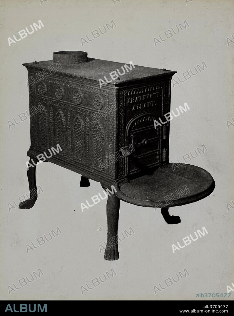 CHARLES VON URBAN. Box Stove. Dated: c. 1937. Dimensions: overall: 24.8 x 19.6 cm (9 3/4 x 7 11/16 in.)  Original IAD Object: 10 3/4" wide; 25 1/4" deep; 20 7/8" high. Medium: black and white photograph.