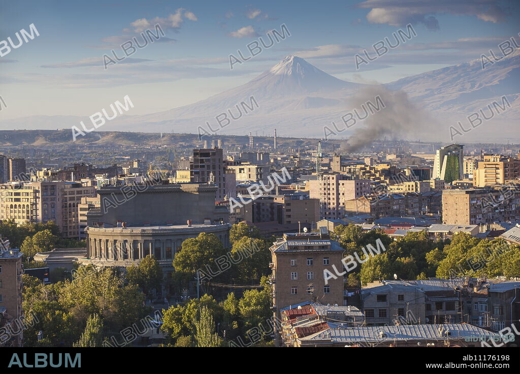 View of Yerevan and Mount Ararat from Cascade, Yerevan, Armenia, Central Asia, Asia.