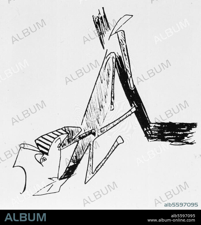 Kafka, Franz Writer, Prague 3/7/1883 - Kierling Sanatorium near Vienna 3/6/1924. "Jockey". Drawing, c. 1905.