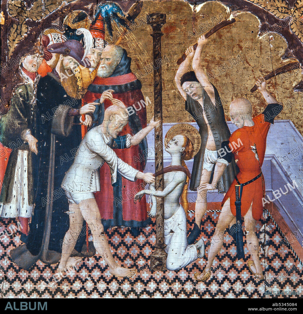 BERNARDO MARTORELL. Bernat Martorell / 'Martirio de Santa Eulalia', Proveniente de la catedral de Vic, siglo XV, 132,3 x 11,2 cm., Museu Episcopal de Vic.