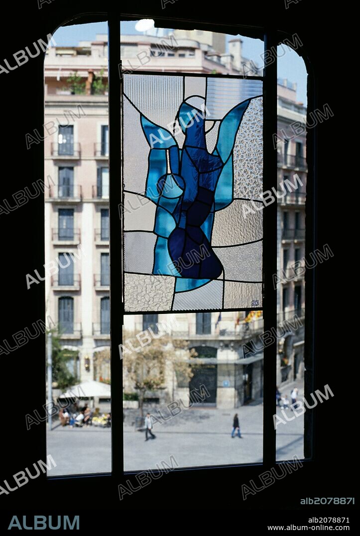 JOAN VILA-GRAU. Joan Vila Grau (b.1932). Spanish artist. Stained glass window. Barcelona. Spain.
