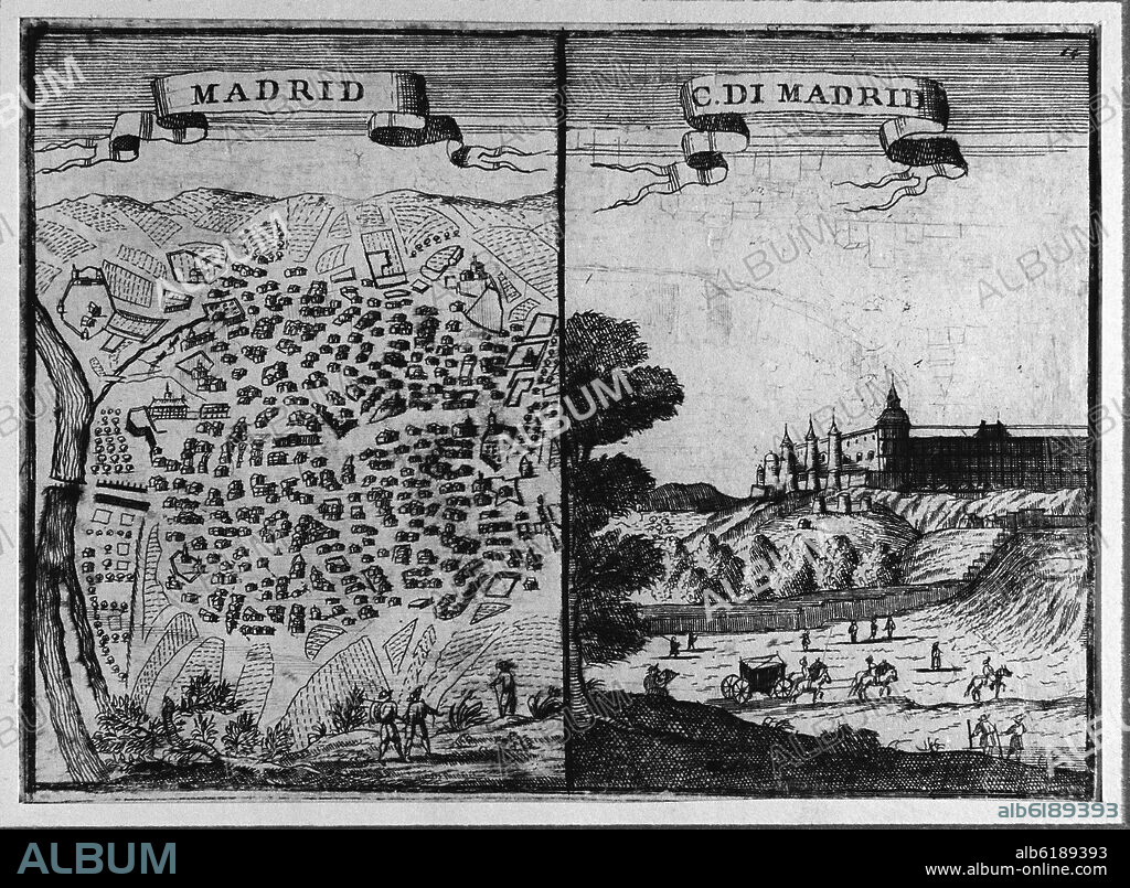 PLANO DE MADRID Y EL ALCAZAR - SIGLO XVII.