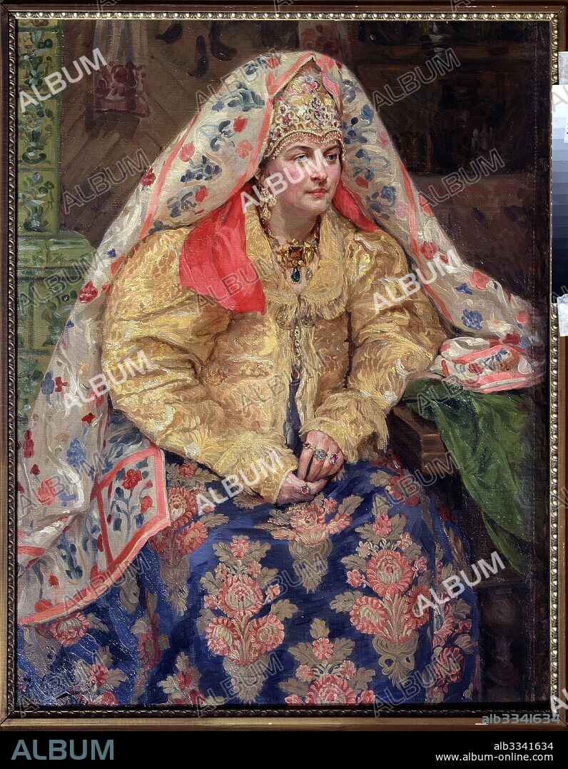 IVAN SEMYONOVICH KULIKOV. Woman in Old Russian Dress.