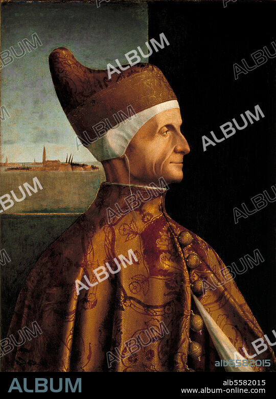 Loredan, Leonardo; doge de Venise. (1501-21); 1436-1521. "Portrait du doge Leonardo Loredan". Tableau (copie), 1501/1505, d'ap. Vittore Carpaccio (1455-1525). Huile sur toile, H. 0,67; L. 0,49. Inv. n° 707. Bergame, Galleria dell'Accademia Carrara.