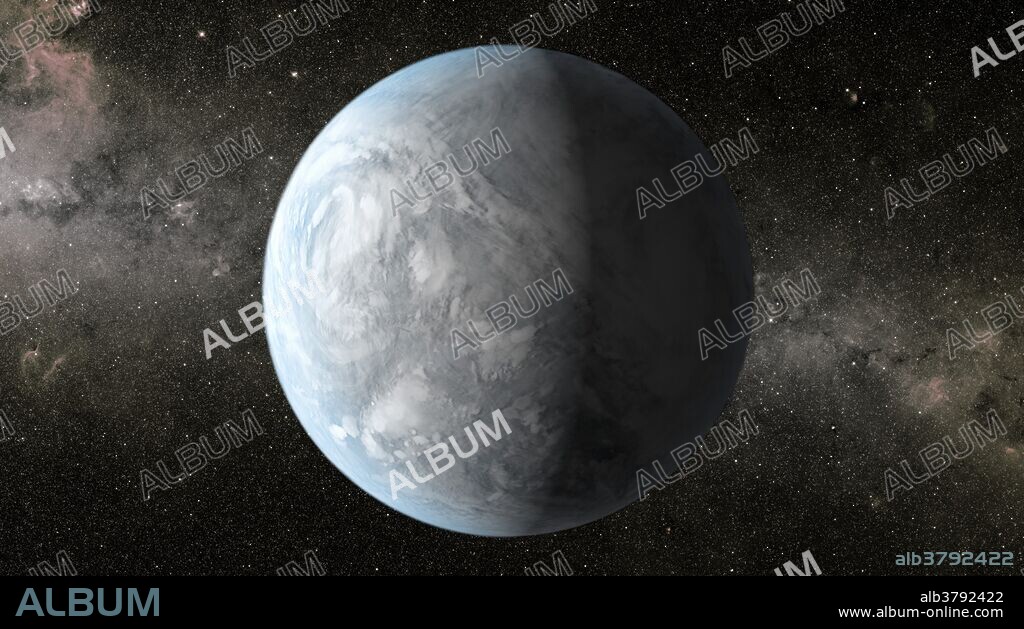 Artist's concept depicts Kepler-62e, a super-Earth-size planet in the habitable zone of a star smaller and cooler than the sun, located about 1,200 light-years from Earth in the constellation Lyra. Kepler-62e orbits it's host star every 122 days and is roughly 60 percent larger than Earth in size. Scientists do not know if Kepler-62e is a waterworld or if it has a solid surface, but its discovery signals another step closer to finding a world similar to Earth. NASA's Ames Research Center manages Kepler's ground system development, mission operations and science data analysis. JPL managed the Kepler mission's development. Release date April 18, 2013.