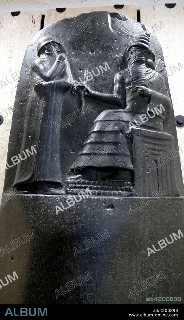 Part of a stele of the Code of Hammurabi. Hammurabi (c. 1810 BC - 1750 BC). was a king of the First Babylonian Dynasty. reigning from 1792 BC to 1750 BC. Hammurabi is known for the Code of Hammurabi. one of the earliest surviving codes of law in recorded history.