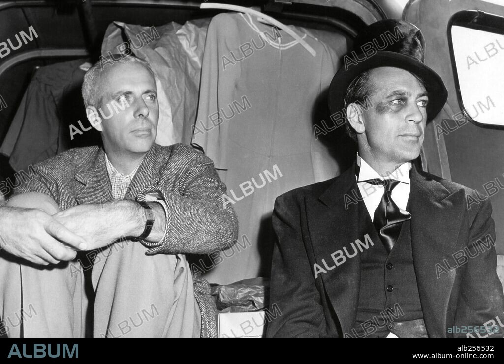BLACK EYE, GARY COOPER y HOWARD HAWKS. GARY COOPER y HOWARD HAWKS en BOLA DE FUEGO, 1941 (BALL OF FIRE), dirigida por HOWARD HAWKS. Copyright RKO/SAMUEL GOLDWYN.