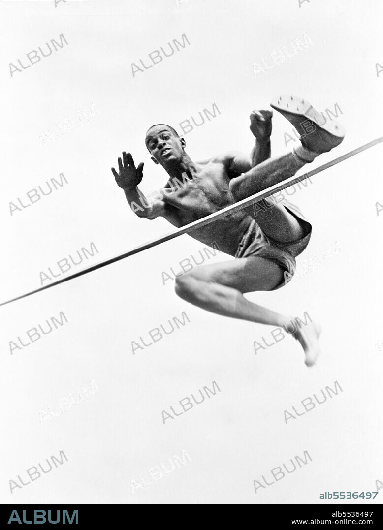 Cornelius Johnson, Olympic Gold Medal Winner in High Jump, low-angle view,  U.S. Office of War Information, 1936.