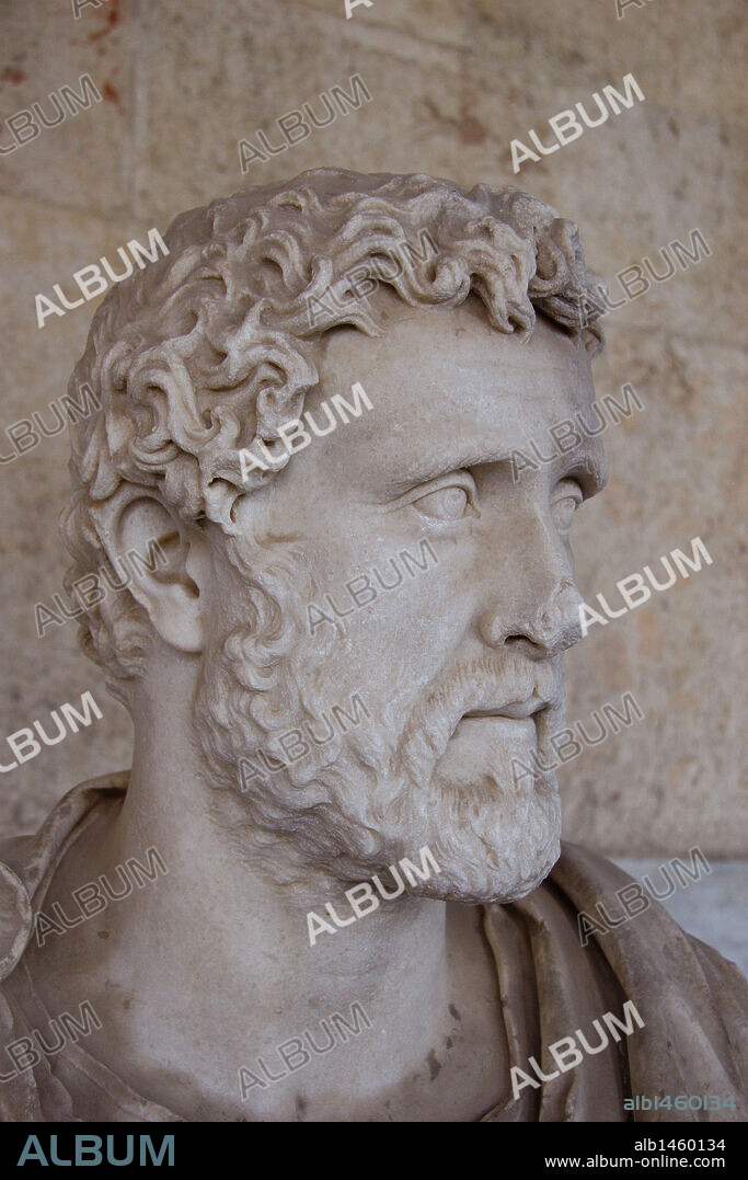 Antoninus Pius (86-161 AD.).(Titus Aurelius Fulvus Boionius Arrius Antoninus). Roman Emperor from 138-161AD.). Imperial Portrait.  The Stoa of Attalos (Atallus). Museum. Athenian Agora. Athens. Greece. Europe.