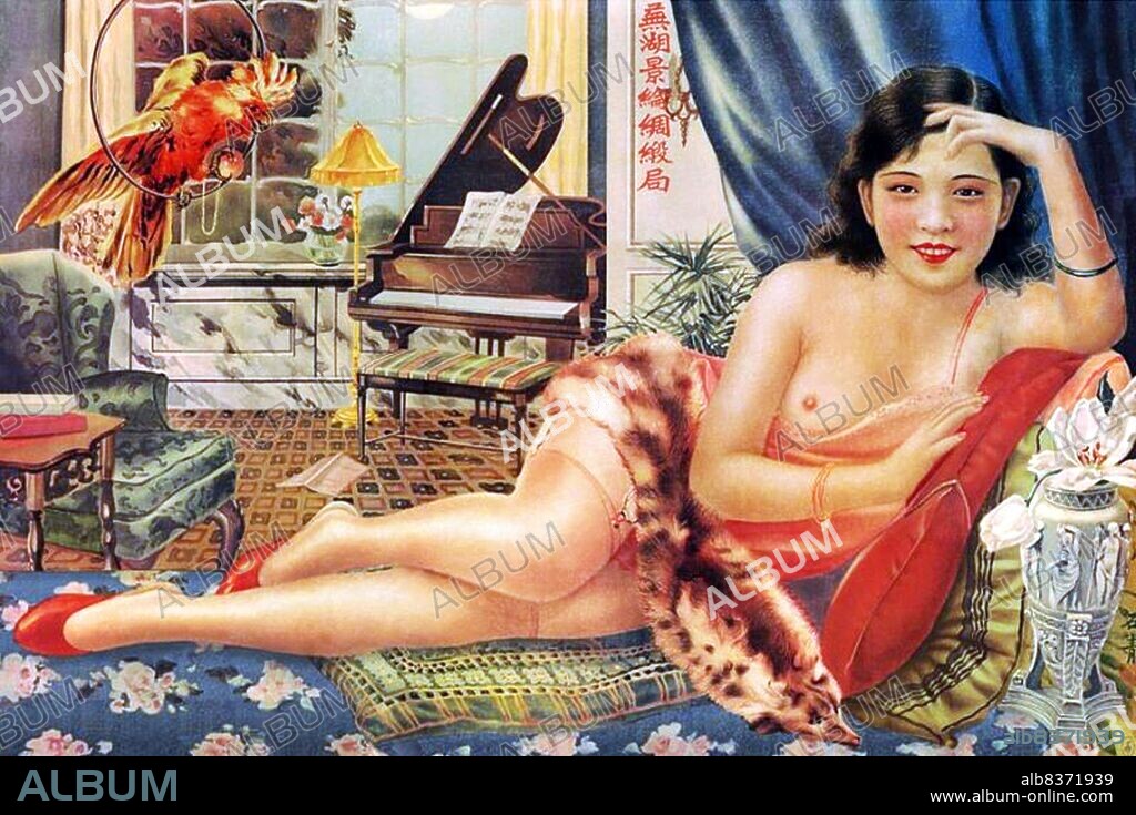 Postcard characteristic of 'old Shanghai' in the 1920-1940s, a trend started by American newspaperman Carl Crow who lived in Shanghai between 1911 and 1937, starting the first Western advertising agency in the city and creating much of what is thought of today as the 'sexy China Girl' poster and calendar advertisements.<br/><br/>. In today's more liberal China, these are making a comeback and are widely considered minor works of art characteristic of 'Old Shanghai'.