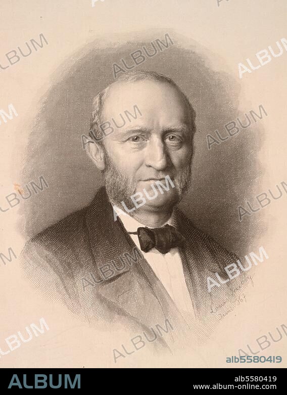 Brücke, Ernst Wilhelm von Physiologe, Berlin 6.6.1819 - Wien 7.1.1892. Porträt. Kupferstich, 1867, von Louis Jacoby. (1828-1918).